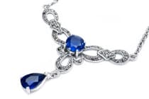 WINDALF Bohemia Damen Collier MARLIN Trachten Halsschmuck Blauer Saphir Silber - Windalf.de