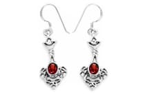 WINDALF Irische Damen Ohrringe DANA 4.4 cm Celtic Schmuck Roter Granat Silber - Windalf.de