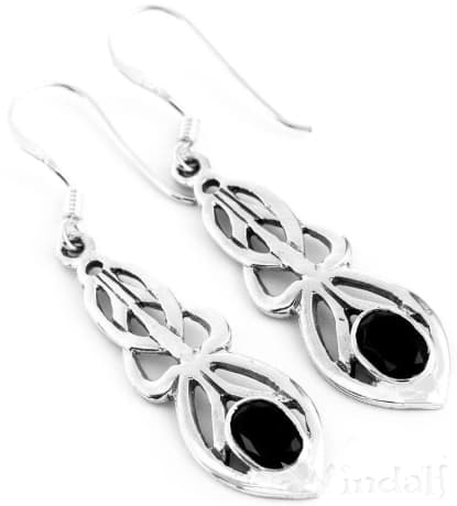 WINDALF Celtic Damen Ohrringe AINE 2.9 cm Gothic-Ohr-Schmuck Schwarzer Stein Silber - Windalf.de