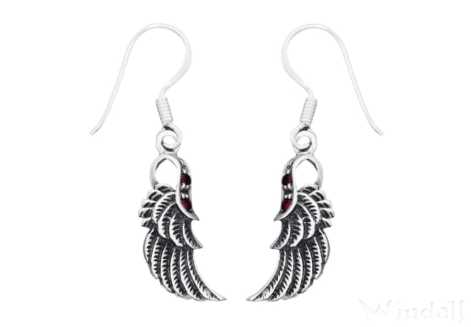 WINDALF Bohemia Damen Ohrhänger ALINA 3.2 cm Engels-Flügel Ohr-Schmuck Silber - Windalf.de
