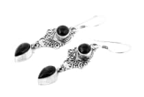 WINDALF Bohemia Damen Mittelalter-Ohrringe NARIZA 4.5 cm Fairy Schmuck mit Onyx Handarbeit Silber WINDALF Bohemia Damen Mittelalter-Ohrringe NARIZA 4.5 cm Fairy Schmuck mit Onyx Handarbeit Silber - Windalf.de