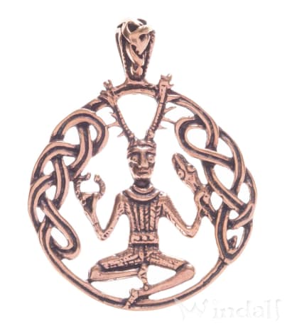 WINDALF Kelten Schmuck Anh&auml;nger CERNUNNOS &Oslash; 3.5 cm Keltischer Waldgott Bronze - Windalf.de