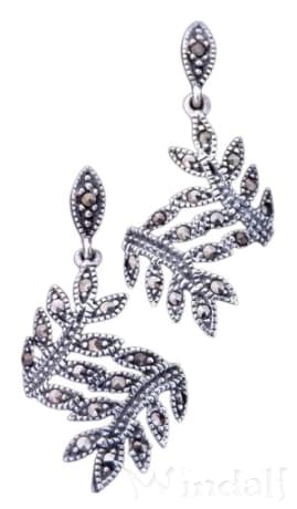 WINDALF Ohrringe AMRITA 3.3 cm Blätter des Lebensbaumes Silber - Windalf.de