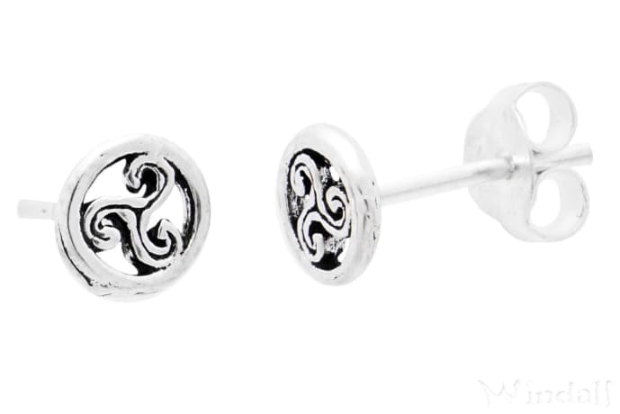 WINDALF Irisch Keltische Ohrstecker CIANA 5 mm Triskele Silber - Windalf.de