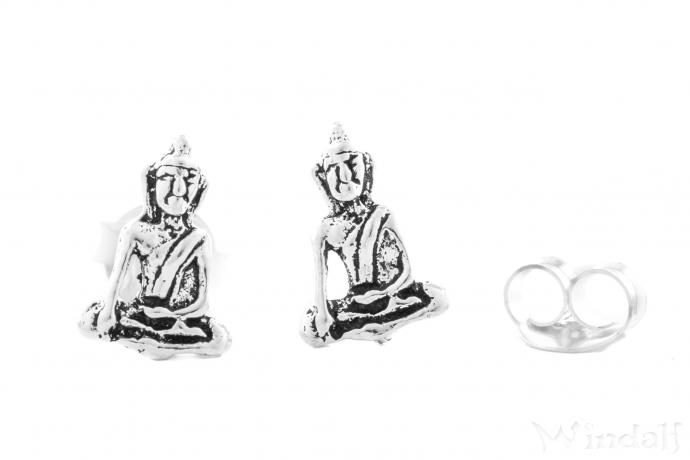 WINDALF Ohrstecker SIDDHARTA 8 mm Kleiner Buddha Silber - Windalf.de