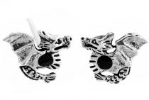 WINDALF Vintage Glücks Ohrstecker NEPOMUK 10 mm Kleine Drachen Onyx-Schmuck Silber - Windalf.de
