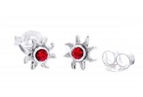 WINDALF Ohrstecker LUCIA Ø 0.6 cm  Kleine Sonnen Roter Stein Silber - Windalf.de