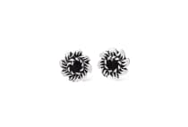 WINDALF Ohrstecker ANILA 6 mm Kleine Blumen Schwarzer Onyx Silber - Windalf.de