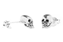 WINDALF Gothic Ohrstecker SKULL 7 mm Kleine Totenk&ouml;pfe Vintage Silber - Windalf.de