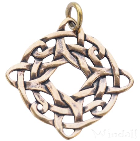 WINDALF Celtic Schmuck Anhänger DUNCAN 4 cm Keltischer Knoten 4 Elemente Vintage Bronze - Windalf.de