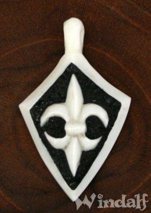 WINDALF Mittelalter Schmuck Anhänger Fleur de Lis 3.7 cm Schwertlilie aus Knochen - Windalf.de