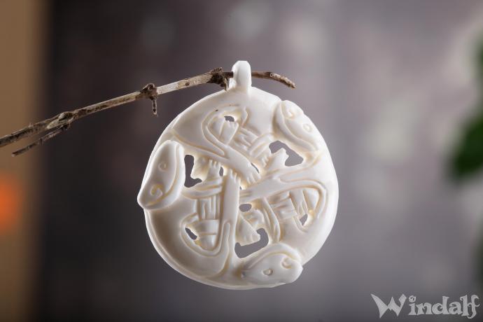 WINDALF Schmuck Anhänger Wilde Jagd 3.8 cm Handarbeit aus Knochen