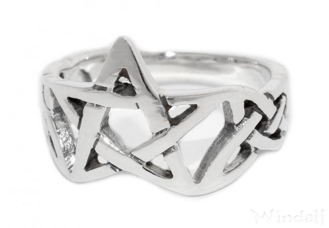 WINDALF Celtic Druiden Ring THORA 13 mm Schutz Wunsch Pentagramm Silberring - Windalf.de