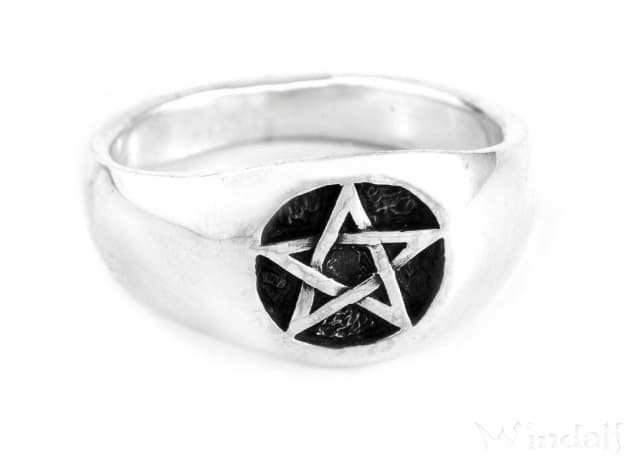 WINDALF Kelten Siegelring NARICA 9 mm Wunsch Pentagramm Schutzring Silber - Windalf.de