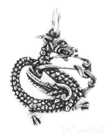 WINDALF Drachen Schmuck Anhänger DARYL 2.5 cm Keltischer Drache Silber - Windalf.de