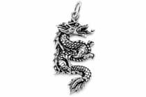 WINDALF Drachen Schmuck Anh&auml;nger DRAKIA 3 cm Kleiner Asia Gl&uuml;cks Drache Silber - Windalf.de