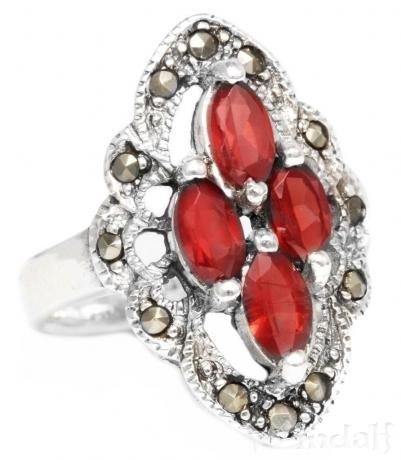 WINDALF Damen Ring ARYANA 21 mm Roter Stein Granat Schmuck Silber WINDALF Damen Ring ARYANA 21 mm Roter Stein Granat Schmuck Silber - Windalf.de