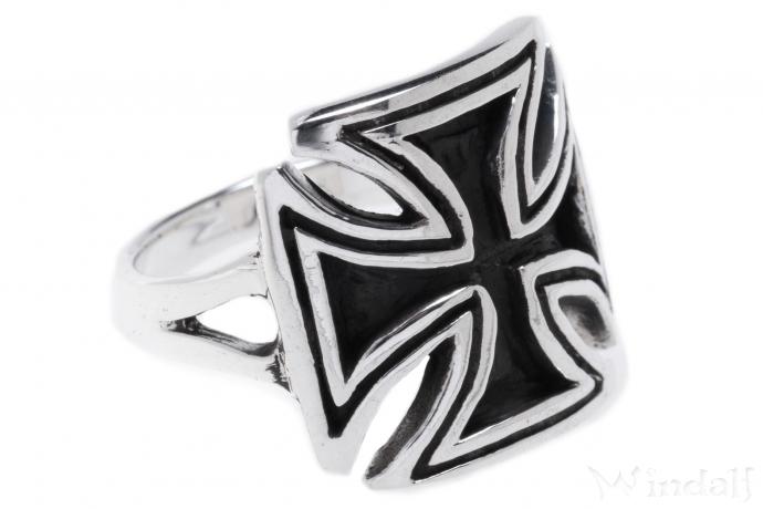 WINDALF Schwarzer Tatzenkreuz Ring TARCAN 17 mm Eisernes Kreuz Silber - Windalf.de