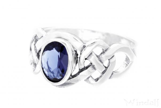 WINDALF Keltischer Ring IDANA 10 mm Blauer Saphir Celtic Knot Silber - Windalf.de