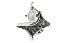 WINDALF Eleganter Damen Silberring ALICIA 20 mm Vintage Ring Perlmutt Gothic Statementring Silber - Windalf.de