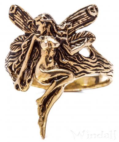 WINDALF Elfen Damen Ring LUANA 23 mm Zauberelfe Wunschring Bronze - Windalf.de
