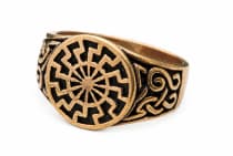 WINDALF Siegelring SCHWARZE SONNE 11 mm Sonnenring Vintage Bronze - Windalf.de