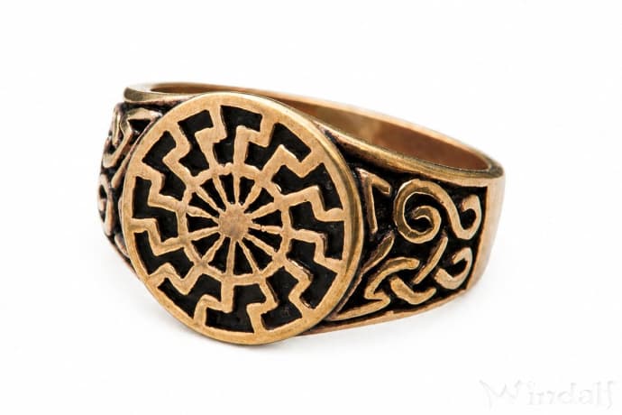 WINDALF Siegelring SCHWARZE SONNE 11 mm Sonnenring Vintage Bronze - Windalf.de
