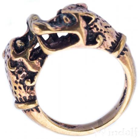 WINDALF Wikinger Ring ODINS WÖLFE 12 mm Wolfs-Schmuck Bronze - Windalf.de