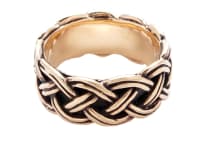WINDALF Breiter Wikinger Ring SIGHALF 10 mm Vikings Zopfmuster Vintage Bronze - Windalf.de