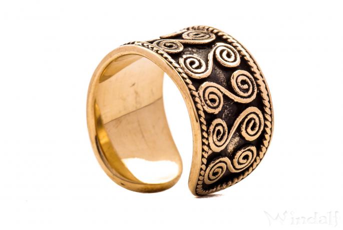 WINDALF Celtic Nordic Ring NAMIA 11 mm Keltische Doppelspiralen Skandinavischer Bronzering - Windalf.de