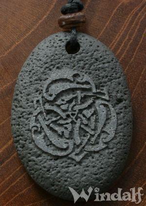 WINDALF Anhänger DRACONIA 3 Keltische Drachen grauer Stein - Windalf.de