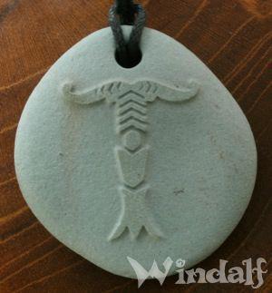 WINDALF Schmuck Anhänger MANCE Irminsul grün-grauer Stein - Windalf.de