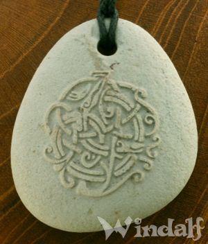 WINDALF Anhänger JÖRMUNGANDR Midgardschlange grün-grauer Stein - Windalf.de