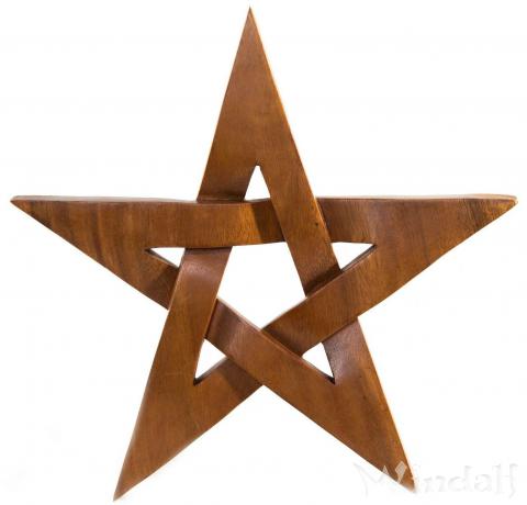 WINDALF Schutzzeichen Holzbild PENTA 28 cm Glücks& Wunsch Symbol Wanddeko Handarbeit aus Holz - Windalf.de