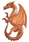 WINDALF Vikings Holzbild SAPHIR 29 cm Links schauendes Drachen-Wandrelief Handarbeit aus Holz - Windalf.de