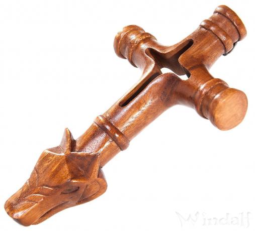 WINDALF Wandbild WOLFSKREUZ 49 cm Isländischer Vikings Thorshammer Handarbeit aus Holz - Windalf.de
