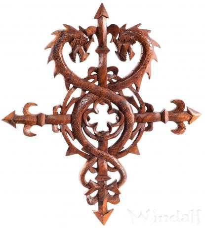 WINDALF Drachen Wandornament TARKAN 40 cm Drachenkunst Kreuz Handarbeit aus Holz WINDALF Drachen Wandornament TARKAN 40 cm Drachenkunst Kreuz Handarbeit aus Holz - Windalf.de