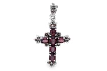 WINDALF Schmuck Anh&auml;nger IRISA 4.1 cm Kreuz Amulett Roter Granat Silber - Windalf.de