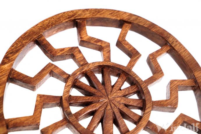 Wanddeko ~ SCHWARZE SONNE ~ Ø 22 cm - aus Holz - Viking Holz Wand Deko