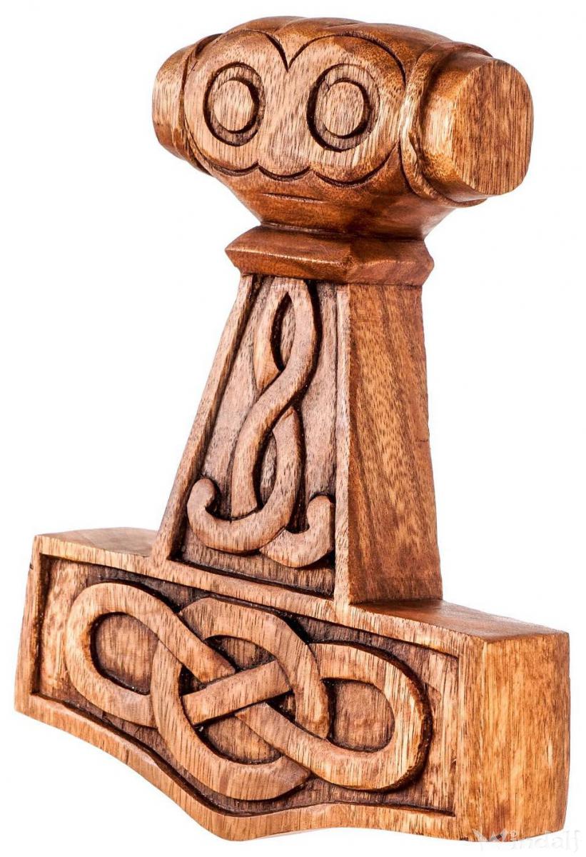 WINDALF Massive Wand-Deko THORHAWK 25 cm Vikings Thorshammer Handarbeit