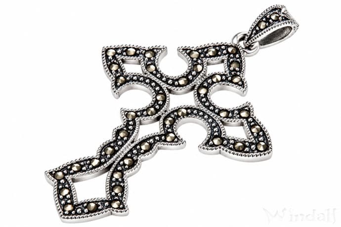 WINDALF Schmuck Anh&auml;nger MIKA 5.5 cm Gro&szlig;es Mittelalter-Kreuz Silber - Windalf.de