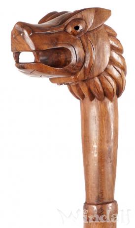 WINDALF Wikinger Wanderstock NORK 180 cm VIKING WOLF Wanderstab Handarbeit aus Holz - Windalf.de