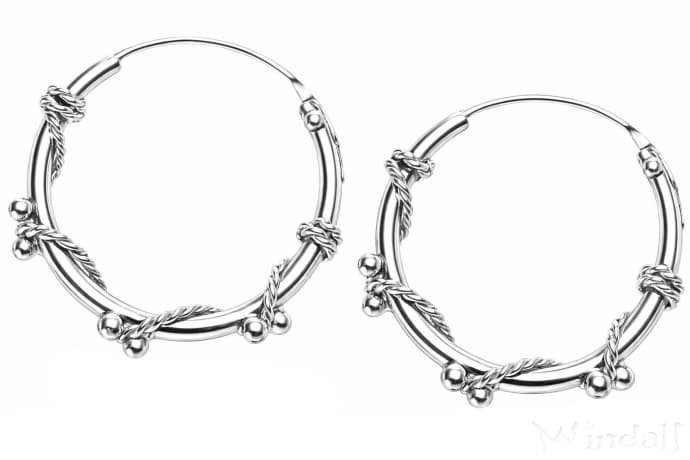 WINDALF Schmuck Silber Creolen ASEA 15 mm Ohrringe mit Silberkugeln Handarbeit - Windalf.de