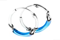 WINDALF Blaue Creolen SALINA 15 mm Ohrschmuck Himmelblau Handarbeit Silber - Windalf.de