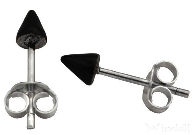 WINDALF Gothic Ohrstecker DYLAN 4 mm  Schwarze Pfeilspitzen Silber - Windalf.de