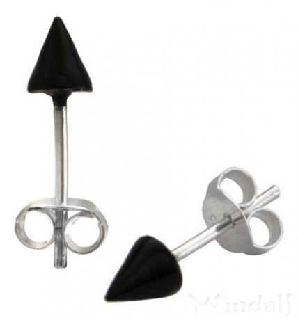 WINDALF Gothic Ohrstecker RHONA 5 mm Schwarze Vikings Spitzen Silber - Windalf.de