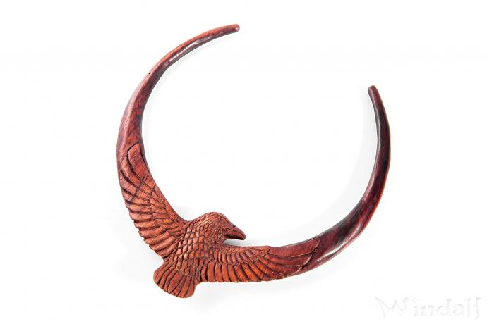 WINDALF Wikinger Torques Rabe MUNIN Ø 13 cm Raben-Halsreif Handarbeit Holz - Windalf.de