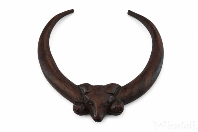 WINDALF Wikinger Torques RAM &Oslash; ca. 12.5 cm Widderkopf Handarbeit Holz - Windalf.de