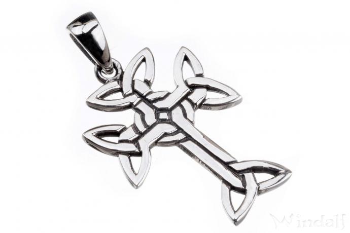 WINDALF Schmuck Anhänger AARAN 3 cm Keltenkreuz Silber - Windalf.de