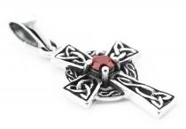 WINDALF Schmuck Anhänger ARUN 3,1 cm Keltisches Kreuz Roter Kristall Silber - Windalf.de